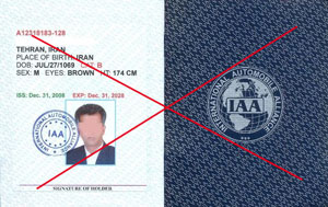 گواهینامه‌های رانندگی بین‌المللی صادره از سوی IAA فاقد اعتبار قانونی است