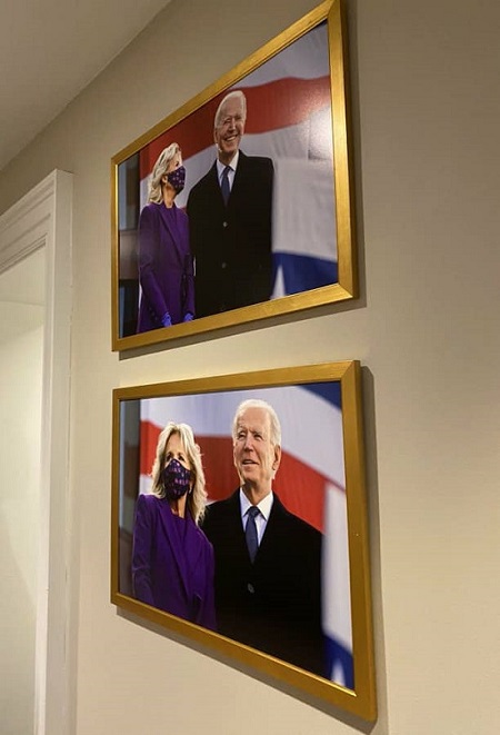 نصب عکس‌های بایدن در کاخ سفید