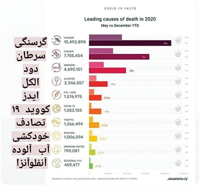 علت مرگ‌ها در سال ۲۰۲۰
