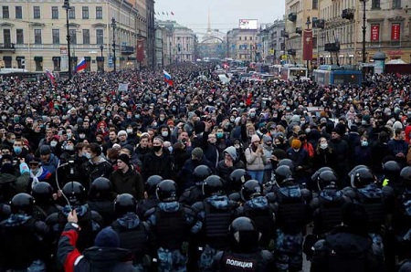 تظاهرات گسترده در روسیه علیه پوتین