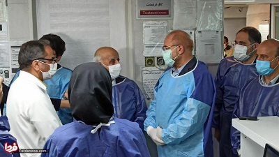 قالیباف در ICU کرونا بیمارستان امام خمینی تهران